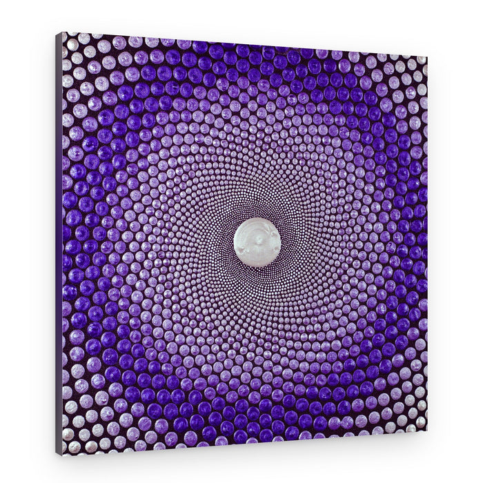 Hypnotic Purple Dot Spiral – Canvas Print