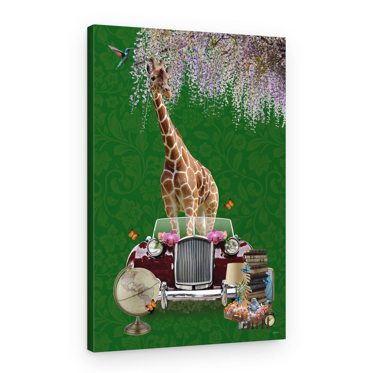 Giraffe's Whimsical Drive – Canvas Print