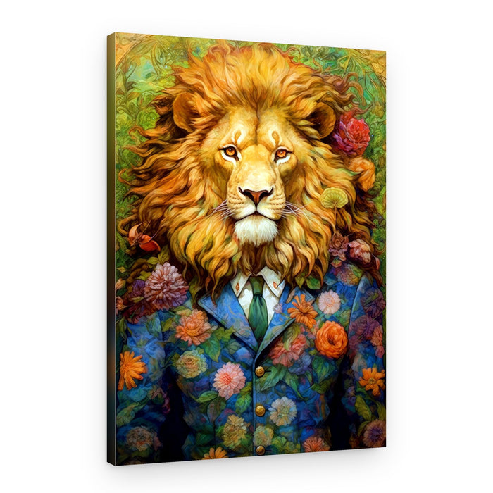 Regal Floral Lion – Canvas Print