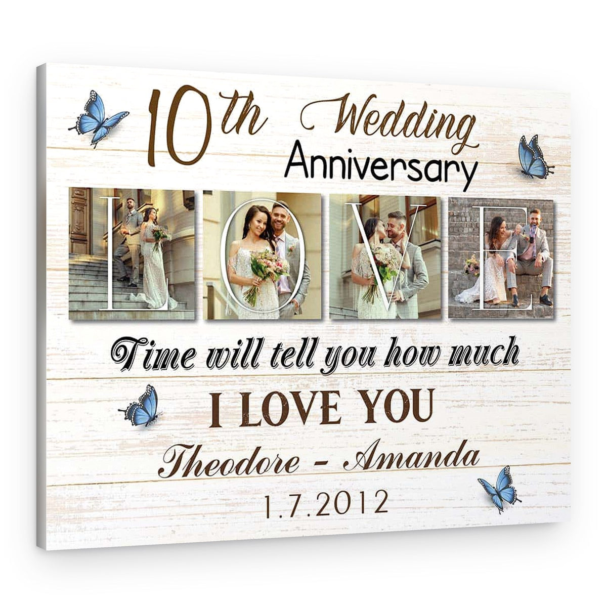 10th Anniversary Custom 4 Photo Canvas – Time Will Tell – Canvas Print