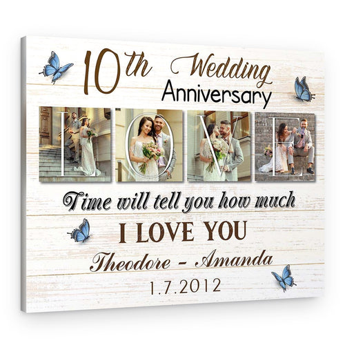10th Anniversary Custom 4 Photo Canvas – Time Will Tell – Canvas Print