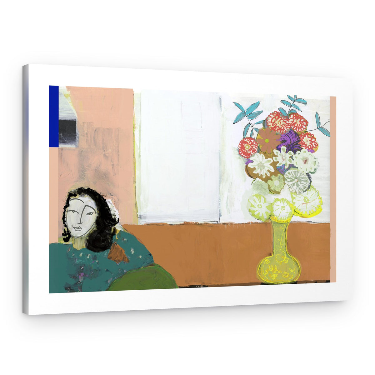 Woman with Vibrant Flowers – Canvas Print