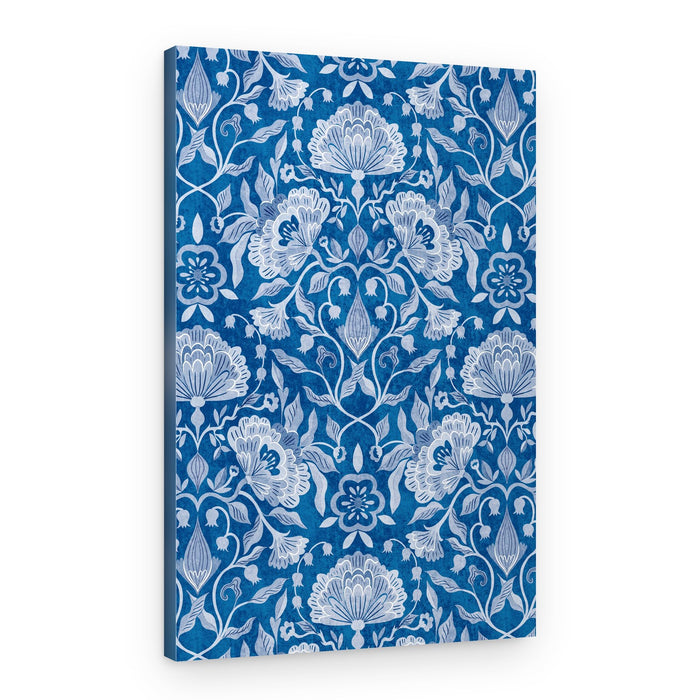 Classic Indigo Floral Pattern – Canvas Print