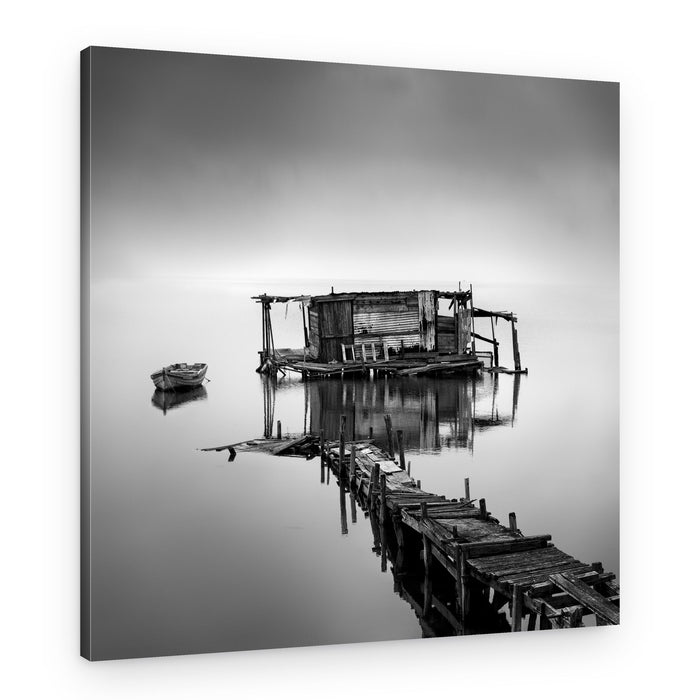 Misty Pier Shack – Canvas Print