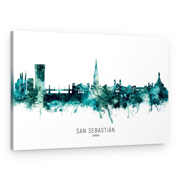 San Sebastián Watercolor Skyline – Canvas Print