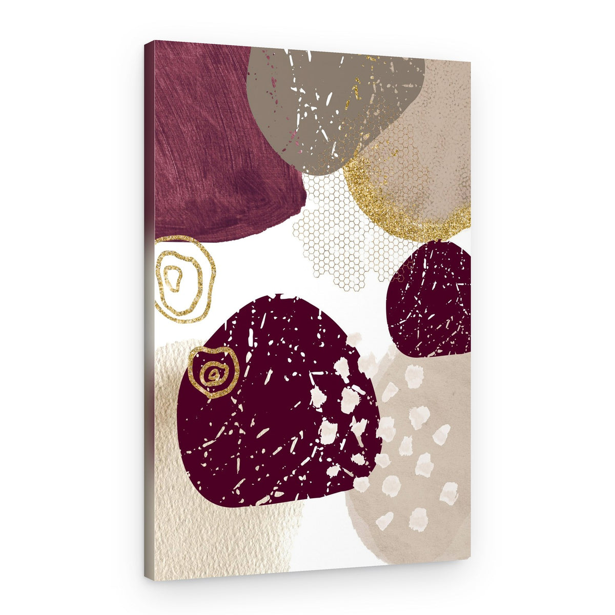 Maroon Gold Abstract Forms – Canvas Print