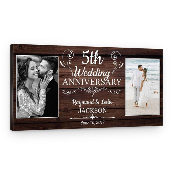 5th Wedding Anniversary Custom 2 Photos Canvas Print