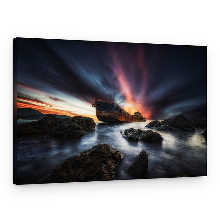 Dramatic Shipwreck Sunset Sky – Canvas Print