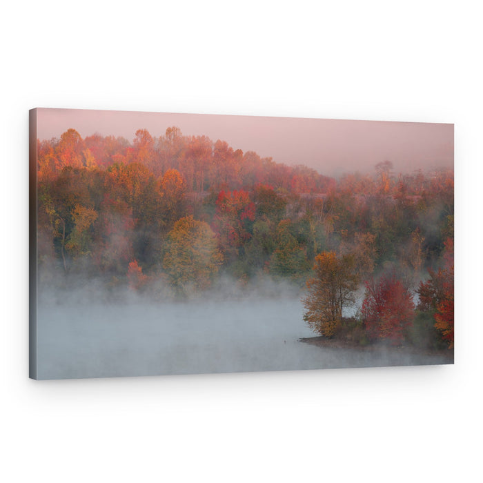 Misty Autumn Morning Lake – Canvas Print