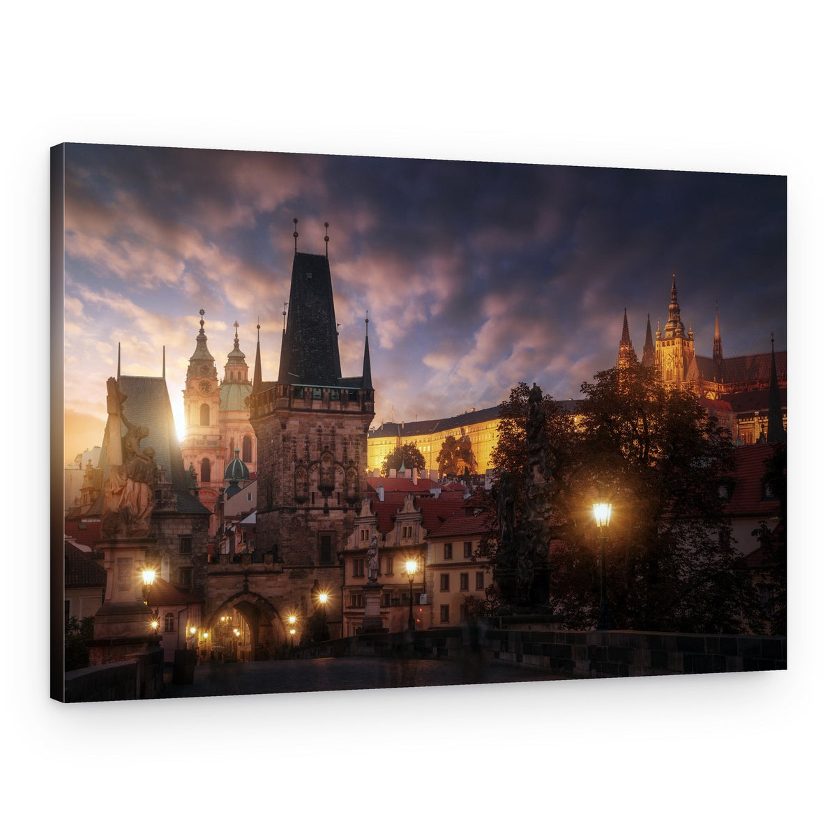 Prague Charles Bridge Twilight – Canvas Print