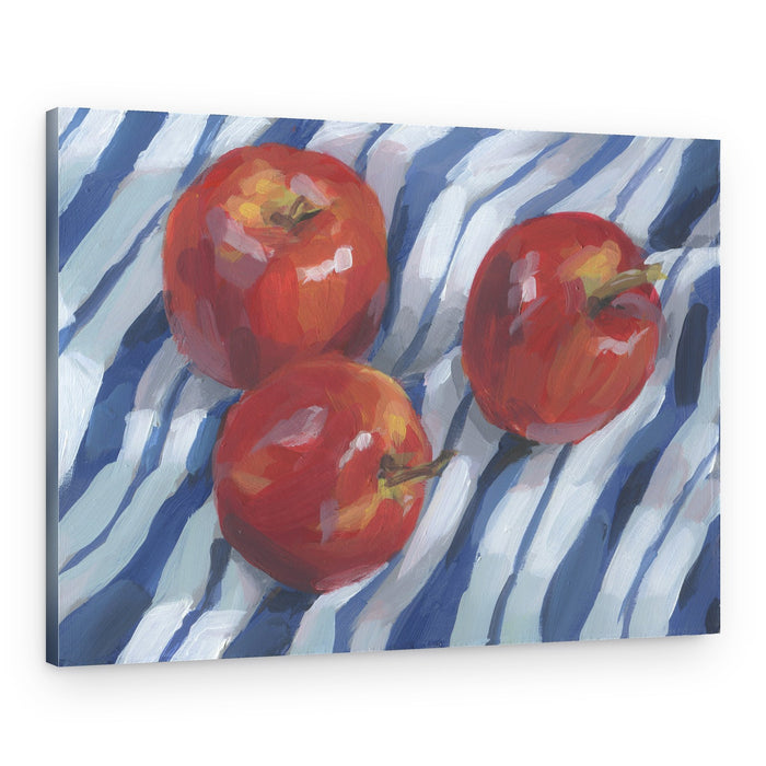 Red Apples on Stripes – Canvas Print
