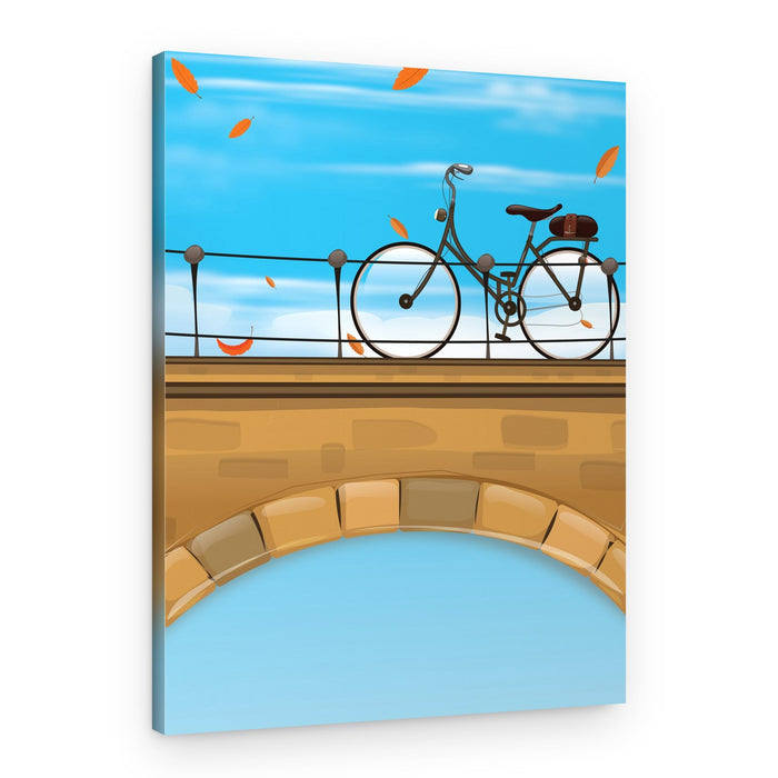 Autumn Bridge Bicycle – Canvas Print