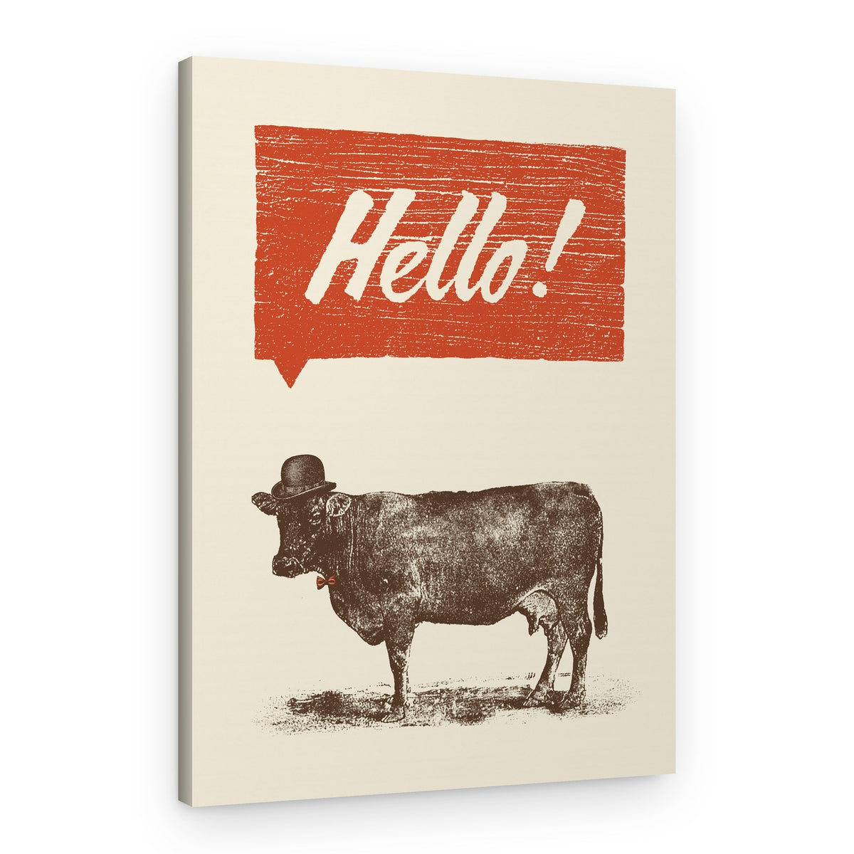 Hello Dapper Cow – Canvas Print
