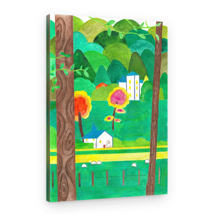 Idyllic Green Hills Village – Canvas Print