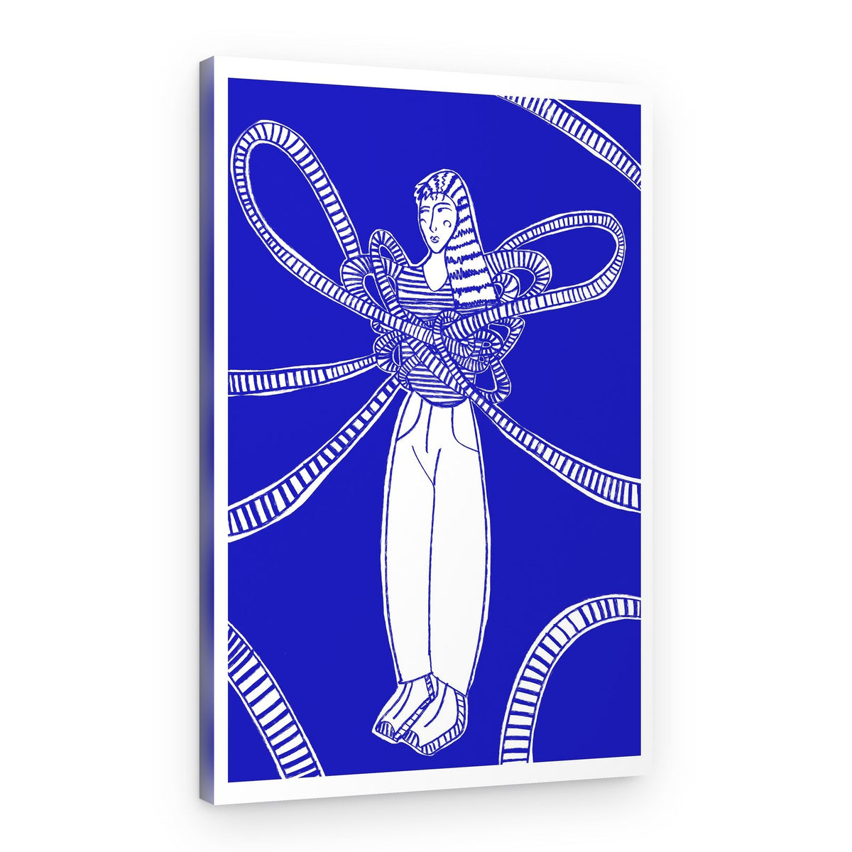 Woman Tangled Ribbons – Canvas Print