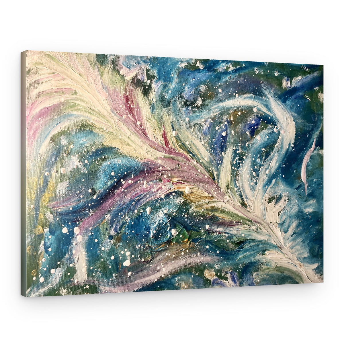 Sparkling Blue Feathers – Canvas Print
