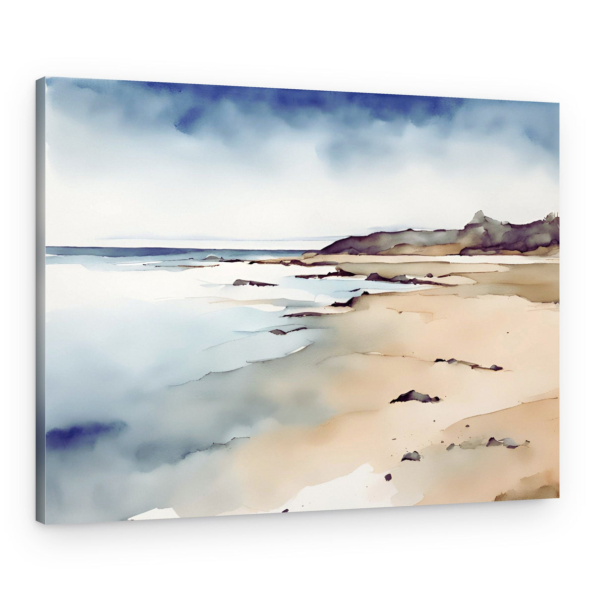 Serene Coastal Watercolor – Canvas Print