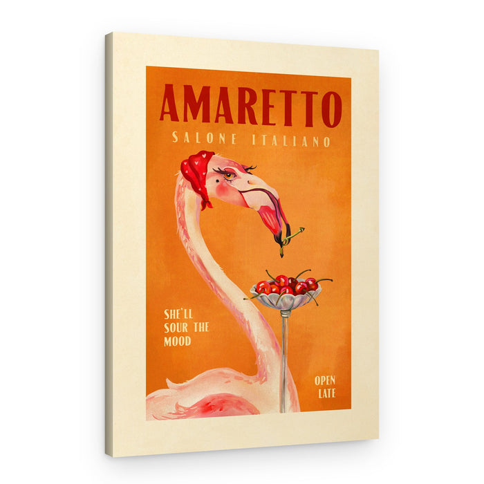 Amaretto Flamingo Art Deco Italian Cafe Travel Art – Canvas Print
