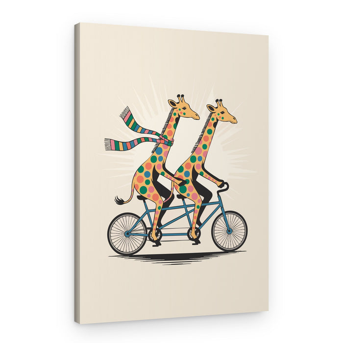 Whimsical Giraffe Bicycle Ride – Canvas Print