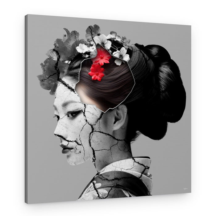 Cracked Geisha Inner Bloom – Canvas Print
