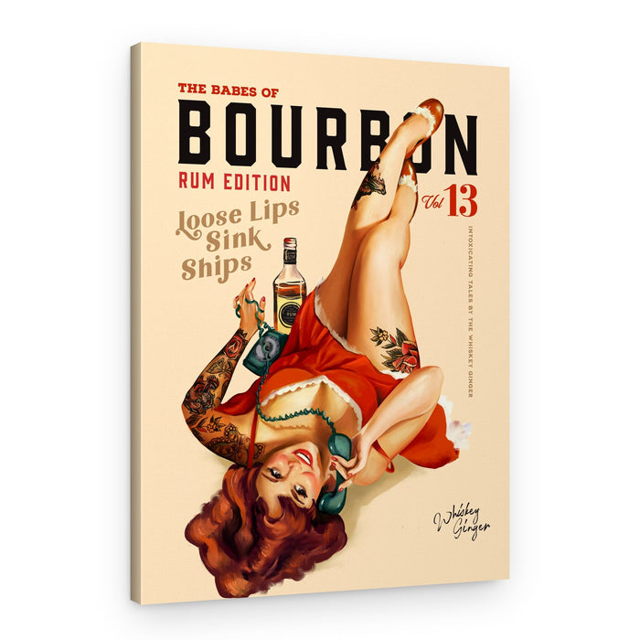 Babes of Bourbon Vol 13 Rum Drinking Pinup Girl Art – Canvas Print