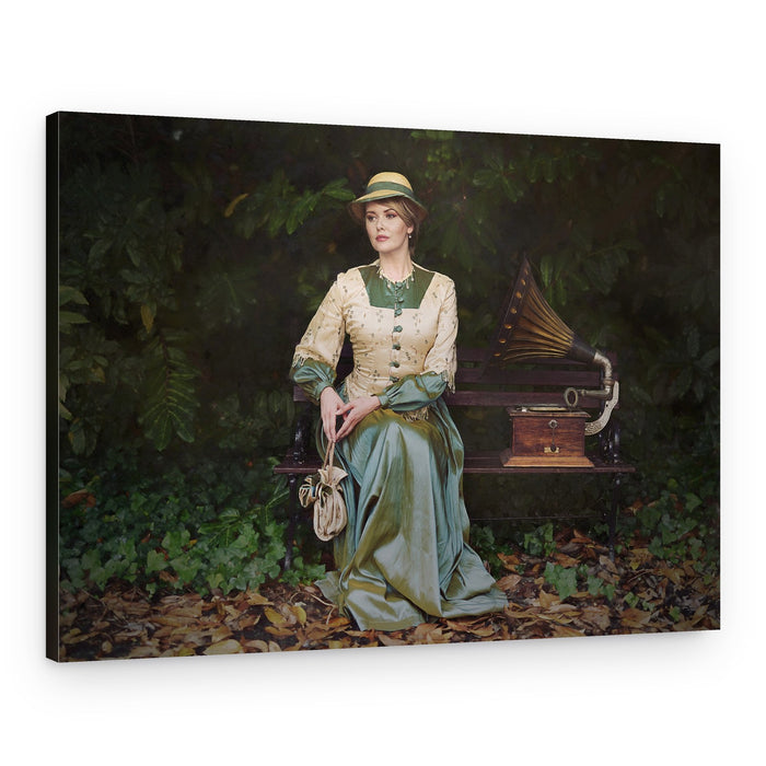 Elegant Lady and Gramophone – Canvas Print