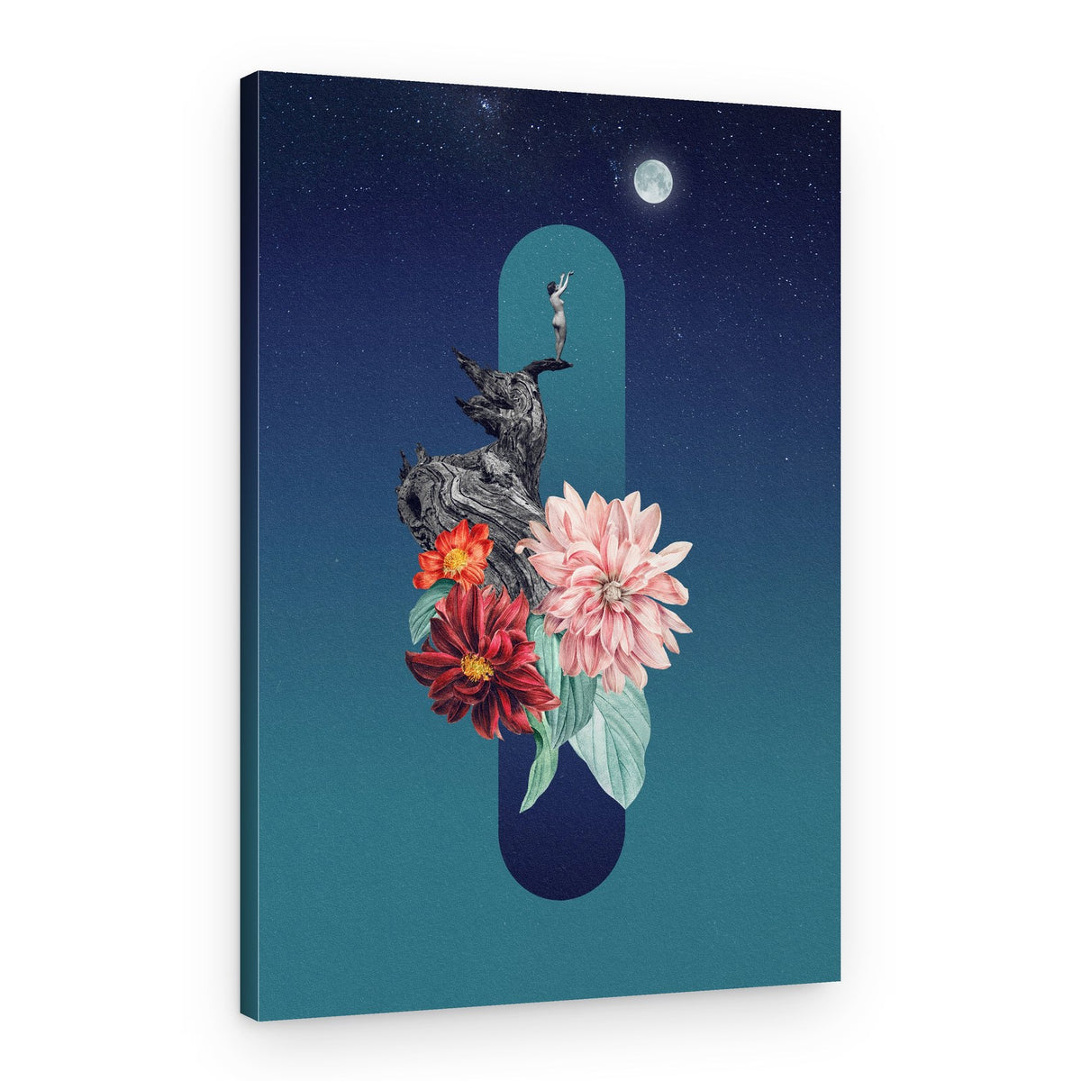 Moonlit Floral Dream – Canvas Print