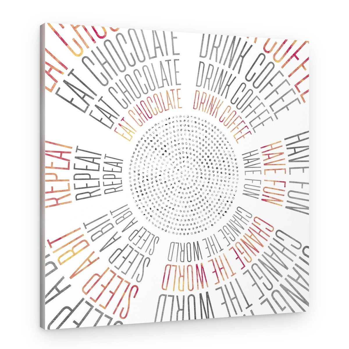 Eat Drink Repeat Circle – Canvas Print
