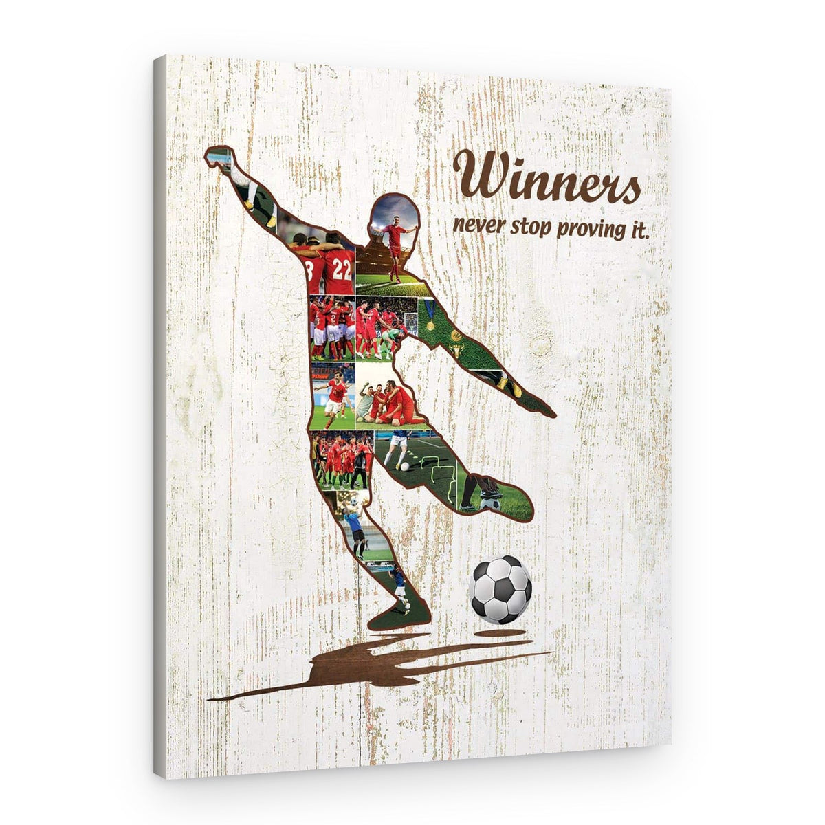 Soccer Photo Collage Winners Never Stop Proving It Canvas Print – Canvas Print – Design B