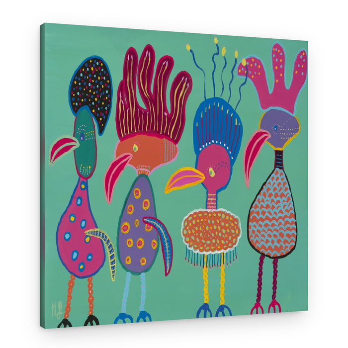 Whimsical Colorful Birds – Canvas Print