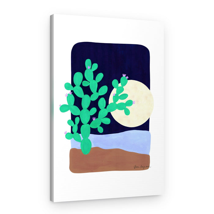 Moonlit Desert Cactus – Canvas Print