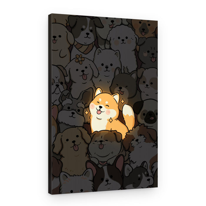 Happy Glowing Shiba – Canvas Print