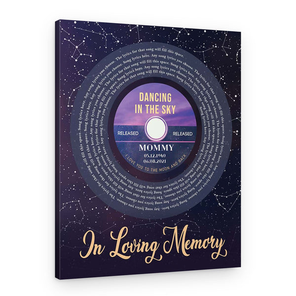 Personalized Memorial Music Canvas Print with Star Map