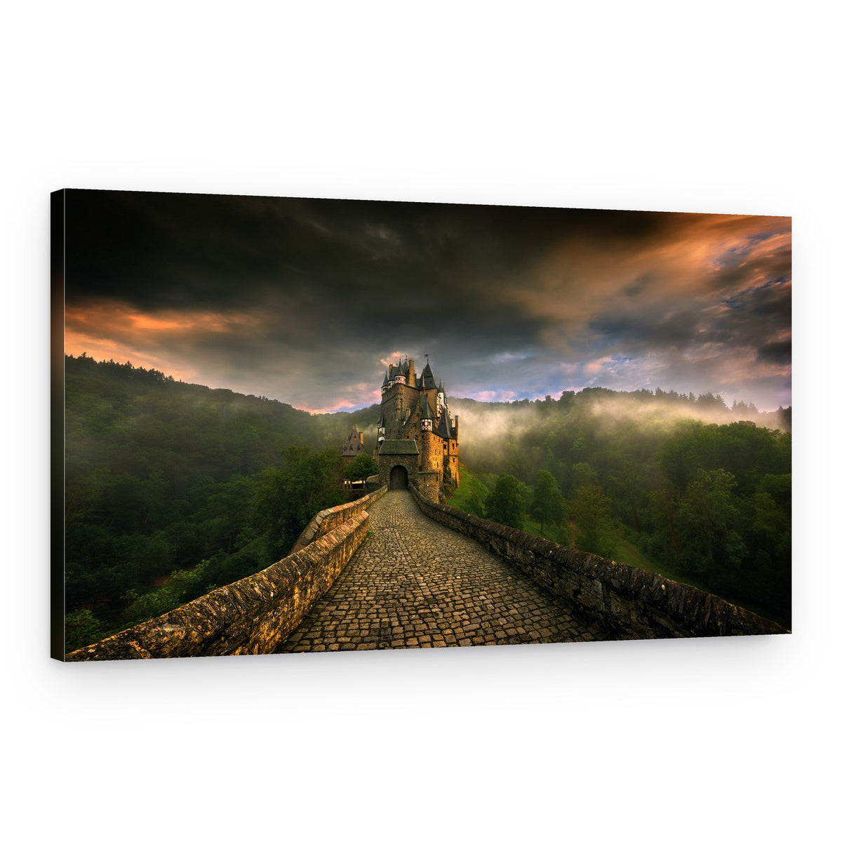 Eltz Castle Misty Bridge – Canvas Print
