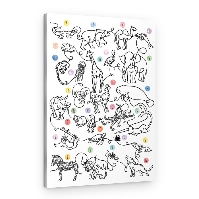 Animal Alphabet Line Art – Canvas Print