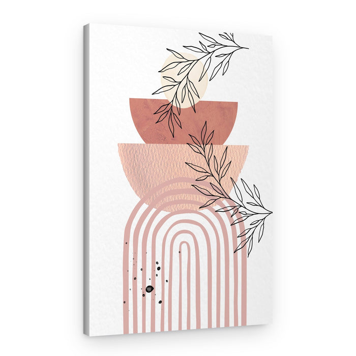 Earthy Geometric Leaves – Canvas Print