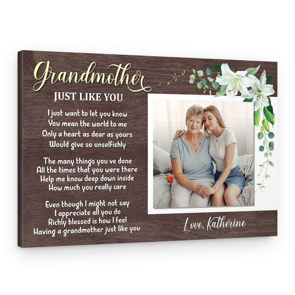 A Grandmother Just Like You Poem Custom Photo Canvas Print