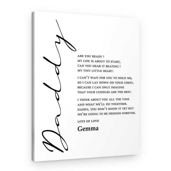 Daddy – Poem Photo Canvas Print