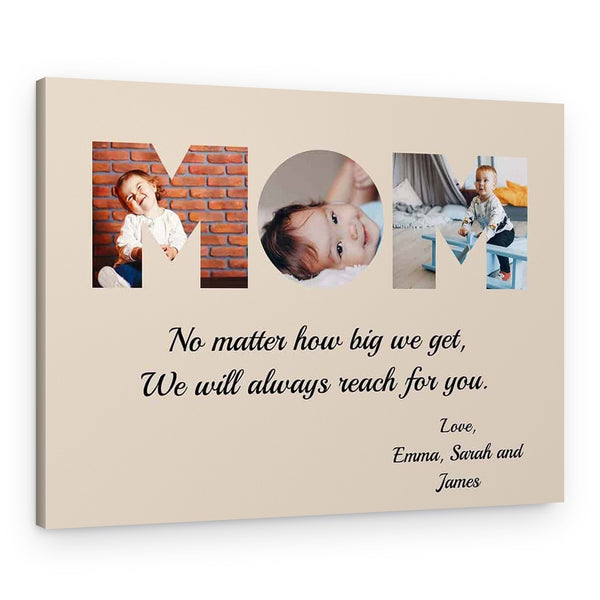 MOM Custom 3 Photos With Quote Canvas Print