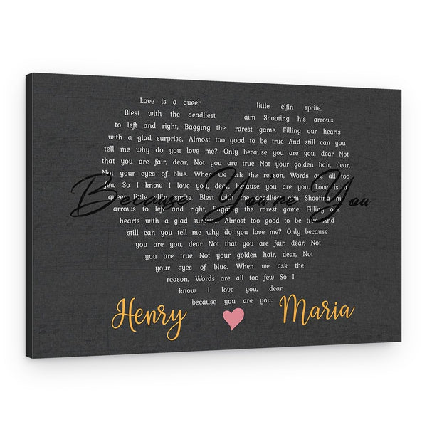 Custom Heart-Shaped Song Lyrics on Canvas