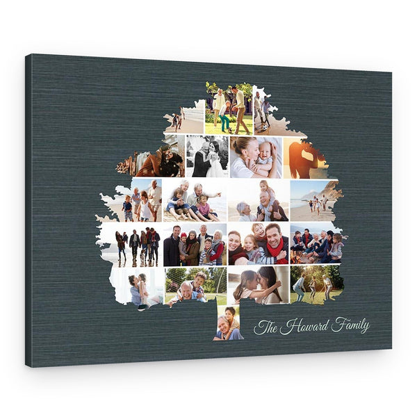 Family Tree Photo Collage Custom Canvas Print