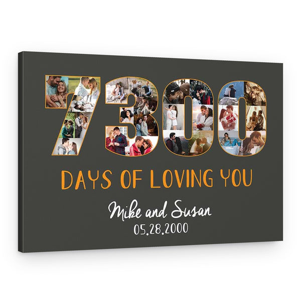 7300 Days of Loving You Photo Collage Canvas Print